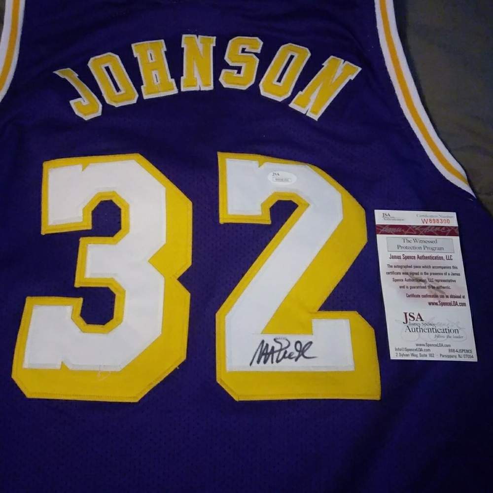 Magic Johnson autographed Lakers Jersey.  Jsa cert